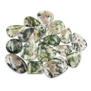 Natural <b>Green</b> <b>Moss</b> Agate Gemstone Cabochon Wholesale Bulk Loose Stone Jewelry Making Home Decor Education Mixed Shapes Polished - Product Image 3