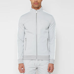 Chándal Gris Claro para Hombre, Manga Larga, Cierre de Cremallera, Bolsillos Laterales, Estilo Deportivo, Transpirable, de Poliéster, para Primavera - Product Image 4
