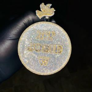 Pendentif personnalisé en moissanite véritable pour homme, en argent sterling 925 avec finition or, style hip-hop, testé positivement, bijou avec breloque diamant 6 carats - Product Image 3