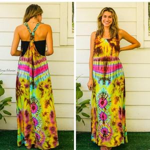 Elegante Vestido Maxi Moderno 100% Algodón con Estampado Tie-Dye, Ropa Casual de Verano para la Noche, Diseño Sólido con Botones, Venta al Por Mayor - Product Image 3