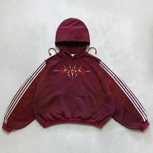 Sweat à capuche OEM pour homme, patchwork, impression de logo personnalisé, 500 g/m², délavé au soleil, délavé à l'acide, style décontracté urbain, unisexe, ensemble de survêtement patchwork - Product Image 2