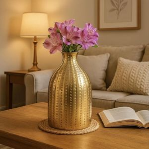 Pot de fleurs en aluminium fait main et personnalisé pour la décoration de la maison et du jardin, pots de fleurs dorés pour les centres de table d'événements et de mariages - Product Image 3