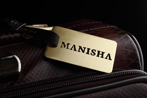 Brass Rectangle Plain Customisable Handcut Luggage <b>Tag</b> - Product Image 1