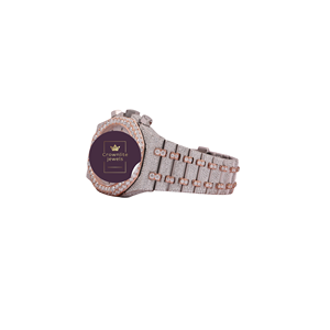 Reloj de Lujo de Cuarzo con Incrustaciones de Diamantes para Hombre, Acero Inoxidable, Estilo Antiguo, con Diamantes VVS Moissanite, Dos Tonos, Correa de Goma Personalizada Estilo Hip Hop - Product Image 2