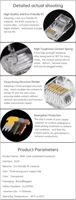Conector de Red DIMUD Cat5e Cat6a Cat7 Cat8, Conector Modular Transparente Sftp/ftp RJ45, Conector Ethernet Chapado en Oro