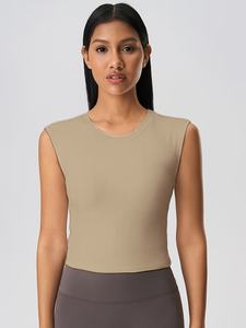 Débardeur de sport à maintien élevé pour le fitness, nouveau, sensation seconde peau, léger, dos croisé, pour l'entraînement et le yoga, en tissu uni teint, pour femme - Product Image 3