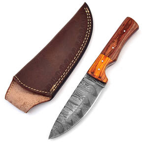 Couteau de chasse d'extérieur à lame pointue en acier Damas, personnalisable (DIY/OEM), avec manche en bois de haute qualité et logo sur mesure – Offre Spéciale - Product Image 3