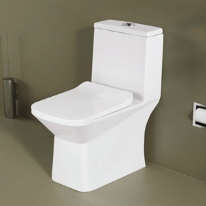 Inodoro de porcelana minimalista de una pieza con doble descarga, salida al suelo (P-trap/S-trap), 1.0-1.28 GPF, fácil limpieza, boquilla móvil - Product Image 3