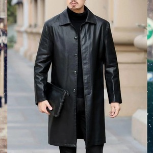 HARAZ INTERNATIONAL Genuine Leather Motorcycle <b>Jacket</b> <b>Men</b> Winter Casual Thick <b>Sherpa</b> Lining Quick Dry - Product Image 5