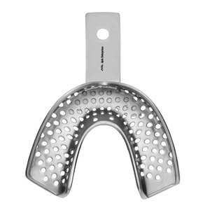 Porte-empreinte dentaire avec bordure L3 perforée, taille M, en acier inoxydable, réutilisable, autoclavable, orthodontique, prothodontique - Product Image 1