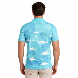 Polo de pêche pour homme à séchage rapide, imprimé par sublimation personnalisée, respirant, motif poisson, manches courtes, sport, golf, t-shirt polo - Product Image 5