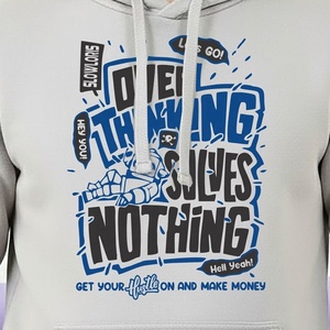 <b>Mens</b> Graphic Hoodie <b>Grey</b> French Terry Slogan Pullover Cotton Fleece <b>Sweatshirt</b> Apparel Manufacturer - Product Image 4
