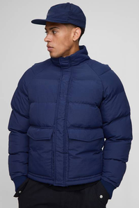Blouson matelassé en toile personnalisé pour homme, style streetwear, avec col montant, logo personnalisé sur le devant, design à bulles, coupe-vent et respirant pour l'hiver - Product Image 4