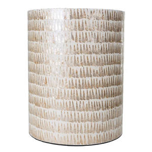 Tabourets cylindriques à motif de tour conique, mosaïque artisanale en nacre, petite table d'appoint pour la décoration du salon et de la chambre - Product Image 3