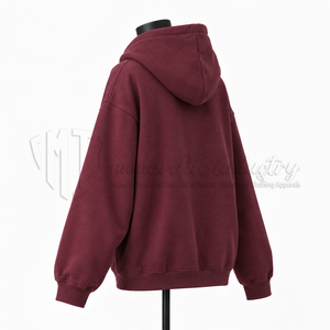 Sudadera con Capucha Oversize Borgoña para Mujer, con Gráfico Personalizado, Estilo Casual Urbano, Fabricante de Sudaderas de Forro Polar - Product Image 3