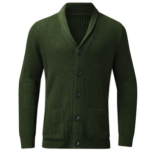 Perfectionists <b>Men's</b> Olive Green Cotton <b>Cardigan</b> Full Sleeve V-neck Button Closure Standard Knit Breathable Anti-Pilling Autumn - Product Image 2