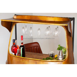Comptoir de bar style tuk-tuk - Meuble de rangement en bois de manguier fait main au design moderne |   Mobilier de bar à domicile et d'hôtel - Product Image 4