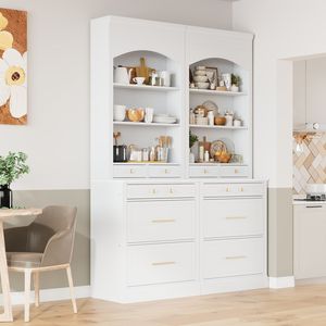 TOPMAX Dispensa da Cucina Moderna Alta 83,7 Pollici, Mobile Alto Indipendente con Top in Finto Marmo, Montaggio Facile, Video Incluso - Product Image 3