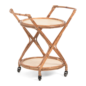 Cheapest cost natural food service trolley rattan champagne trolleys top quality drink cart - Product Image 5