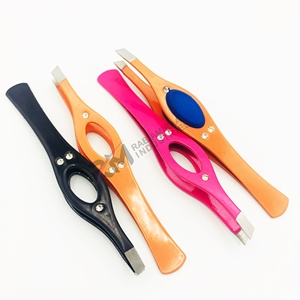 RMI Trending Product 4 Pieces Stainless Steel Powder Coated Eyebrow Slant Straight Pointed Slant Tip Tweezers - Product Image 5