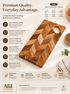 Planche à découper artisanale en bois d'acacia, motif chevron, poignée en bois, épaisseur 1,5 cm, planche de préparation écologique pour la cuisine à domicile - Product Image 4