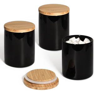 Modern Farmhouse White Ribbed Ceramic Kitchen Canister <b>Set</b> Airtight <b>Coffee</b> <b>Sugar</b> <b>Tea</b> Storage Jars With Eco-friendly Bamboo Lids - Product Image 5