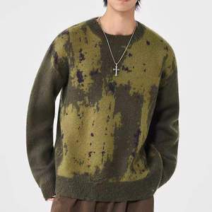 Pull en maille tie-dye tendance, coupe oversize, style artistique, streetwear décontracté, pull déchiré, pull ample pour homme - Product Image 2