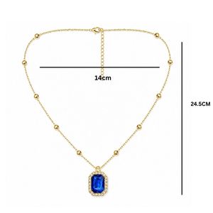 Collar con Colgante de Cristal Azul Chapado en Oro Estilo Hiphop para Mujeres y Niñas, Joyería de Moda Antideslustre - Product Image 5