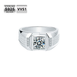 rapper jewelry luxury men diamond 925 sterling <b>silver</b> iced out fine jewelry <b>solitaire</b> pave moissanite hip hop <b>ring</b> Unisex band - Product Image 1