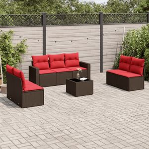 Set Divano da Esterno in Polyrattan Marrone con Cuscini, 8 Posti, Stile Moderno Contemporaneo - Product Image 3