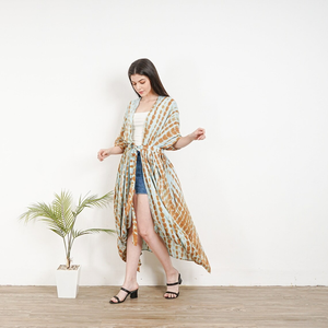 Women Tie Dye Kimono Kaftan Cover Up Loose Beach <b>Cardigan</b> Bohemian Resort Wear <b>Maxi</b> Dress - Product Image 2