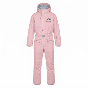 Traje de Nieve de una Pieza para Mujer OEM ODM, Mono de Esquí Térmico Impermeable de Poliéster Estampado con Capucha y Cremallera - Product Image 1