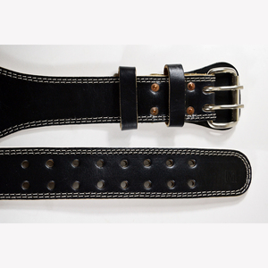 Genuine Leather Powerlifting Belt Heavy Duty Adjustable Double Prong Gym Training Belt OEM Factory Custom Logo Supplier - Product Image 4