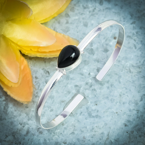 Black Onyx <b>Bracelet</b> <b>Cuff</b> 925 Sterling <b>Silver</b> 7-8" Adjustable <b>Cuff</b> Gemstone Jewelry Gift for Her - Product Image 1