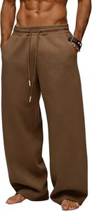 Pantalones Deportivos Extra Grandes para Hombre, Color Marrón, Cintura Elástica con Cordón, Pierna Ancha, Casuales, Transpirables, de Algodón, para Otoño, Estilo Urbano - Product Image 3