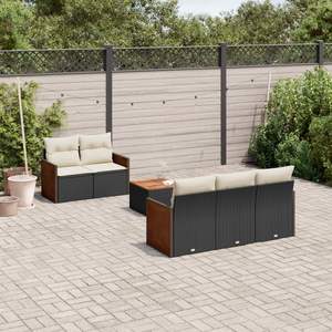 Set Divano da Giardino in Rattan PE Nero con Piedini Regolabili, Misura Media e Design Elegante - Product Image 1
