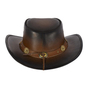 Smart Range Leather Trendy Vintage Australian <b>Western</b> Genuine Leather Cowboy <b>Hat</b> Decorative Concho Band Chin Strap Unisex Bulk - Product Image 2