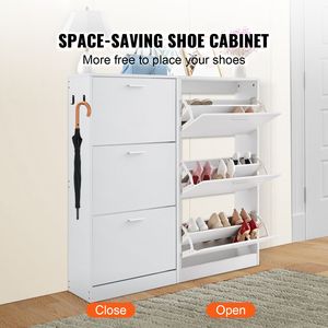 Scarpiera autoportante a 3 cassetti con ganci laterali e cassetti ribaltabili per l'ingresso - Organizer per scatole di scarpe - Product Image 2