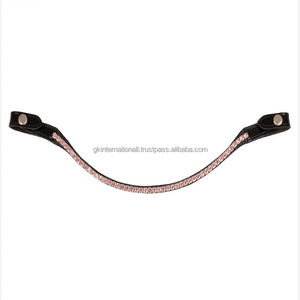 สายรัดคิ้วหนังรูปม้าควายสีดำและสีน้ำตาลฮาวานาออกแบบด้วยห่วงโซ่คริสตัลทรงกลมมีแบรนด์1แถวตามสั่ง - Product Image 4