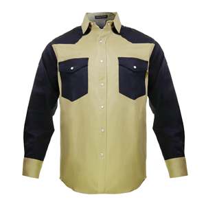 88/12 chemise FR résistante aux flammes de style occidental Clothing-4X-Large de sécurité bicolore kaki/noir - Product Image 1