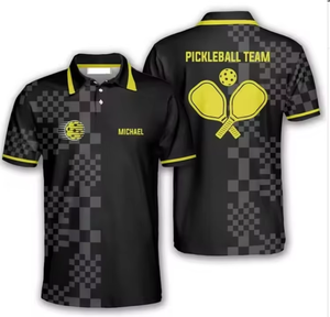 Pickleball Custom Sublimation Athletic <b>Shirt</b> Breathable Eco-Friendly Spandex/Cotton <b>Half</b> Sleeve Button-Up Collar Quick Unisex - Product Image 1