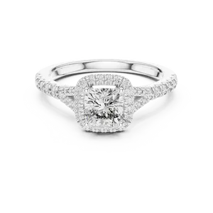 Anillo halo de diamante cultivado en laboratorio con corte radiante, oro macizo, unisex, de lujo, para compromiso, boda, aniversario, para hombres y mujeres - Product Image 3