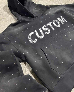 ออกแบบเสื้อฮู้ดดี้ผู้ชายฤดูหนาวผ้าฝ้าย 100% ทรงโอเวอร์ไซส์ พิมพ์ลายสกรีน ปักลายคริสตัลวินเทจ แต่งซิป  ตามสั่ง - Product Image 3