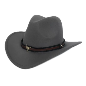 Sombreros de Vaquero Occidentales Negros Personalizados de Color Sólido de Alta Calidad, Sombrero de Vaquero de Fieltro - Product Image 1