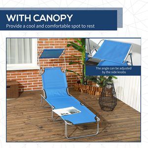 Sdraio Pieghevole Blu con Parasole per Piscina Esterna, Cuscino in Olefin e Telaio in Alluminio, per Applicazioni a Bordo Piscina - Product Image 6