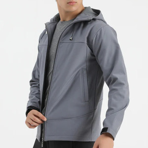 Chaqueta de Forro Polar con Capucha para Hombre, Color Gris, Cierre de Cremallera, Informal, Cortavientos, Ropa de Abrigo para Otoño, Corte Regular, Color Sólido, Tejido de Poliéster - Product Image 6