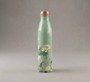 Oriental Floral Design Eco-Friendly Copper <b>Water</b> <b>Bottle</b> <b>1L</b> Luxury Elegant Handmade Portable Travel Drinkware - Product Image 6