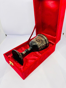 Decorative Handmade Brass Roman <b>Wine</b> <b>Goblet</b> with Velvet Storage Box Vintage Sustainable 200mL Capacity Customizable - Product Image 3