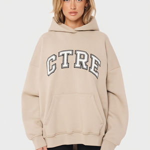 Sweat à capuche oversize pour femme de haute qualité à manches longues avec logo personnalisable sur le devant, style décontracté pour les saisons d'automne - Product Image 4