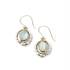 Women's Blue Flash Moonstone Gemstone <b>Earrings</b> Minimalist <b>Solid</b> 925 Sterling <b>Silver</b> Designer Framework Drops Jewelry - Product Image 2